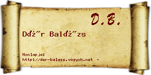 Dér Balázs névjegykártya